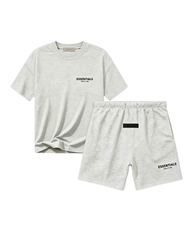 Camiseta y Pantalón Corto Essentials - Gris Claro