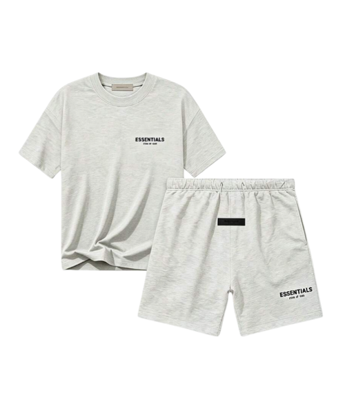 Camiseta y Pantalón Corto Essentials - Gris Claro