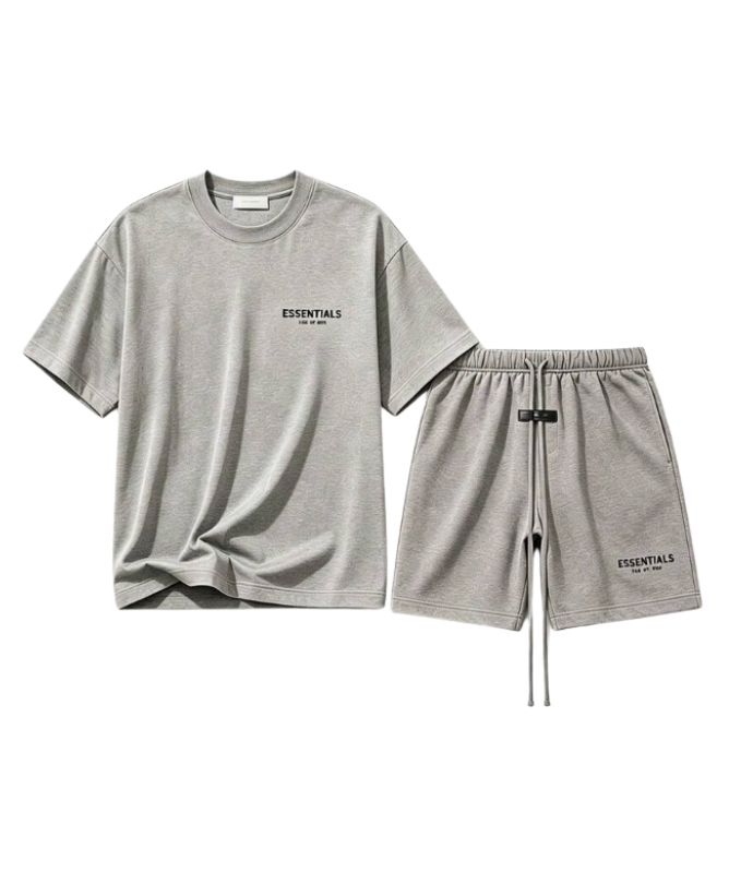 Camiseta y Pantalón Corto Essentials - Gris Oscuro