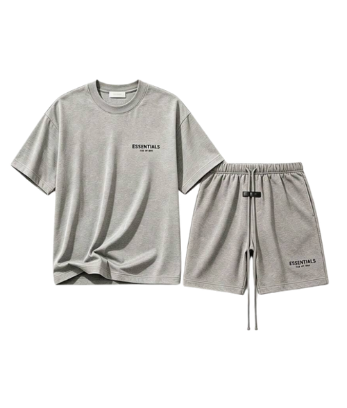 Camiseta y Pantalón Corto Essentials - Gris Oscuro